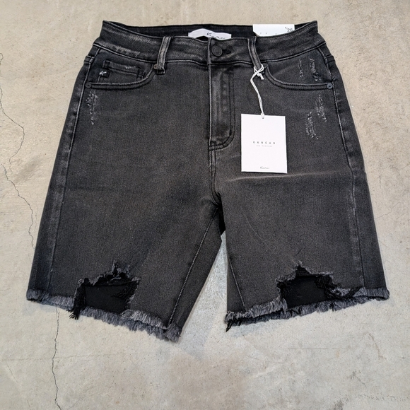 NWT Kancan Denim Shorts Women's 5/26 High Waist Dark Gray - Picture 1 of 9